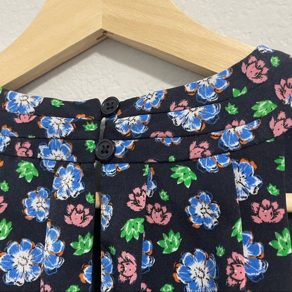 Banana Republic Blouse Tank Floral Sleeveless Navy Blue Womens XS - Picture 8 of 14